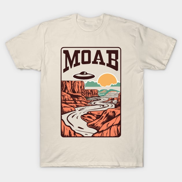 Moab Desert Canyon Retro UFO Illustration - Vintage Extraterrestrial Art T-Shirt by TeeTrendz